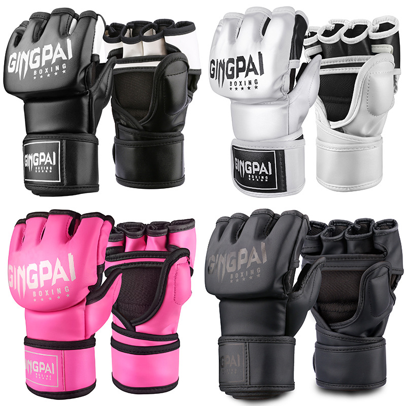 Half-finger boxing gloves for adults, men and women, five-finger breathable actual combat mma training gloves, sparring and fighting