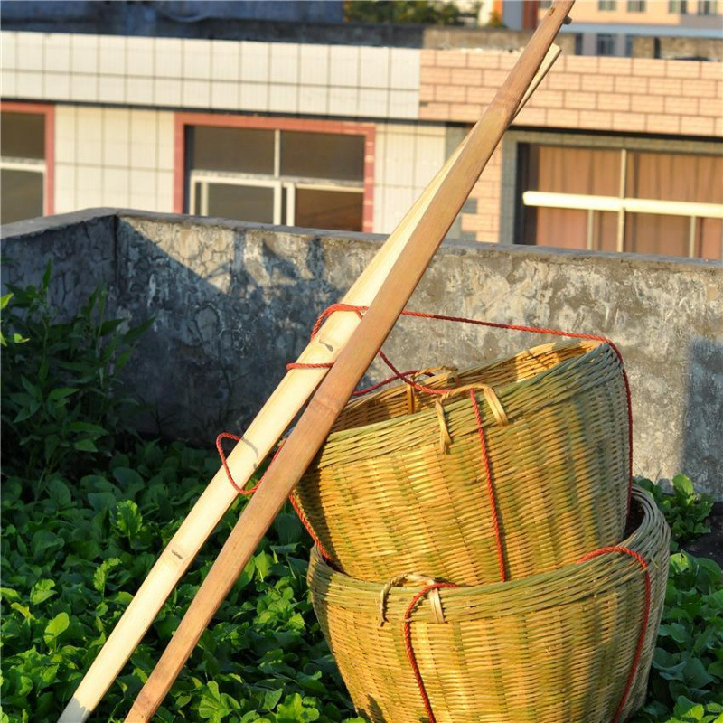 竹かご、手作り竹かご、家庭用丸枠、扁担収納かご、装飾米かご、結婚式の竹建物|undefined