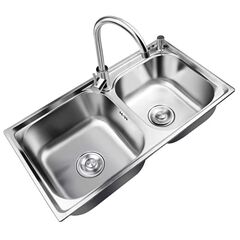 キッチンシンク ダブルシンク ステンレスシンク 一体型厚みのあるブラッシュドシンク 水槽パッケージ 家庭用