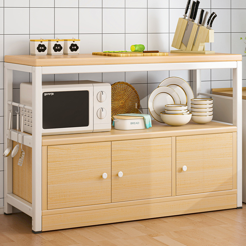 Gabinete de cocina estante de almacenamiento de microondas piso multicapa estante de almacenamiento multifuncional contra la pared armario integrado armario de almacenamiento