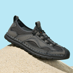 網面鞋男夏季新款軟底防滑百搭一腳蹬包頭防踢透氣運動鞋休閒男鞋