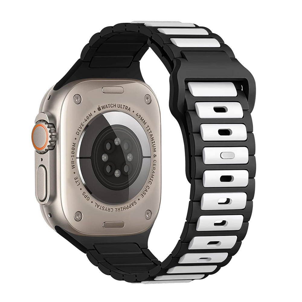 Para Apple i watch tres cuentas silicona bicolor correa apple watch9/8/SE/7/6/5/4/3