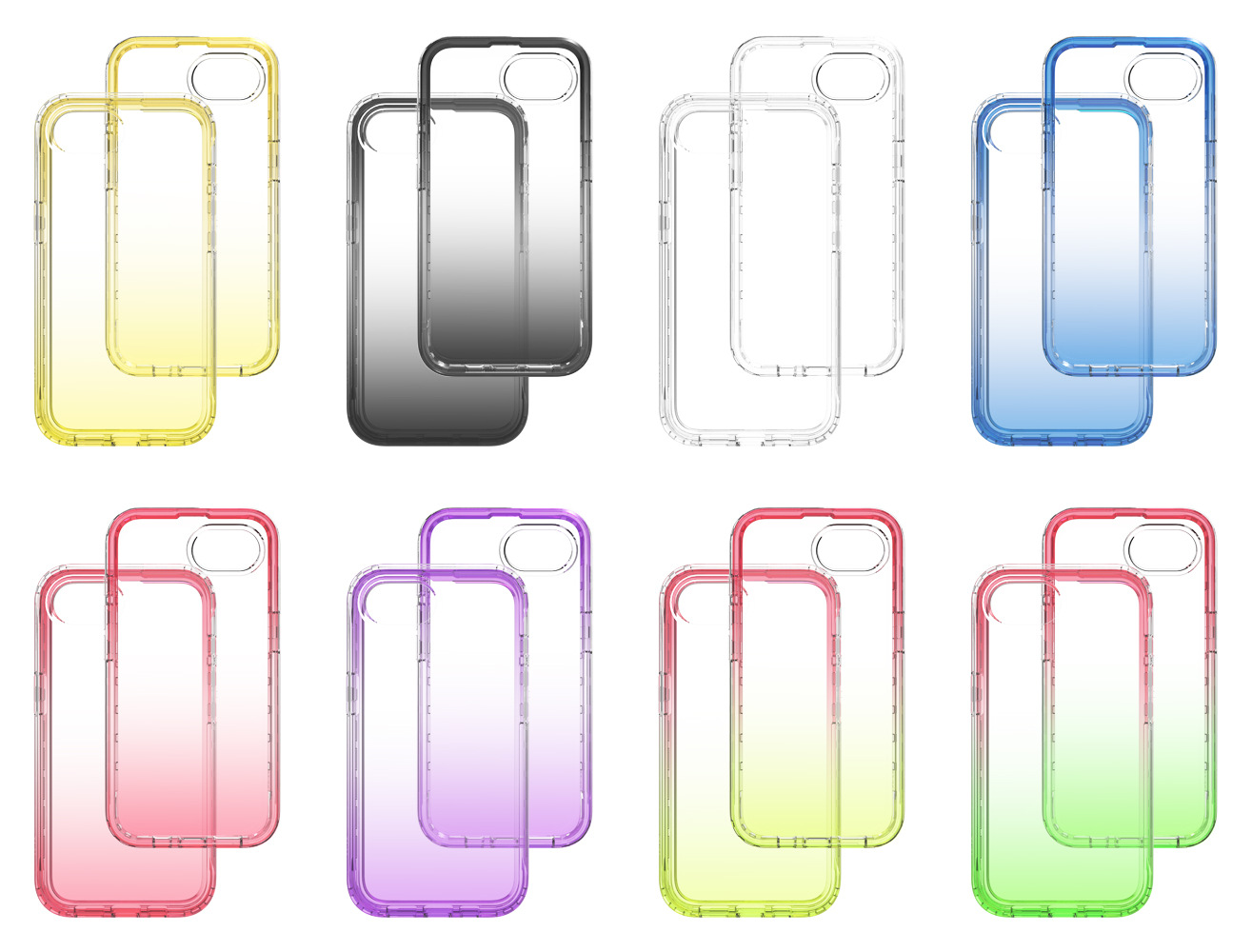 Transfronterizo aplicable Apple iPhone SE4 alta transparencia anti-caída 2 - en - 1 caso de teléfono móvil gradiente 360 funda protectora