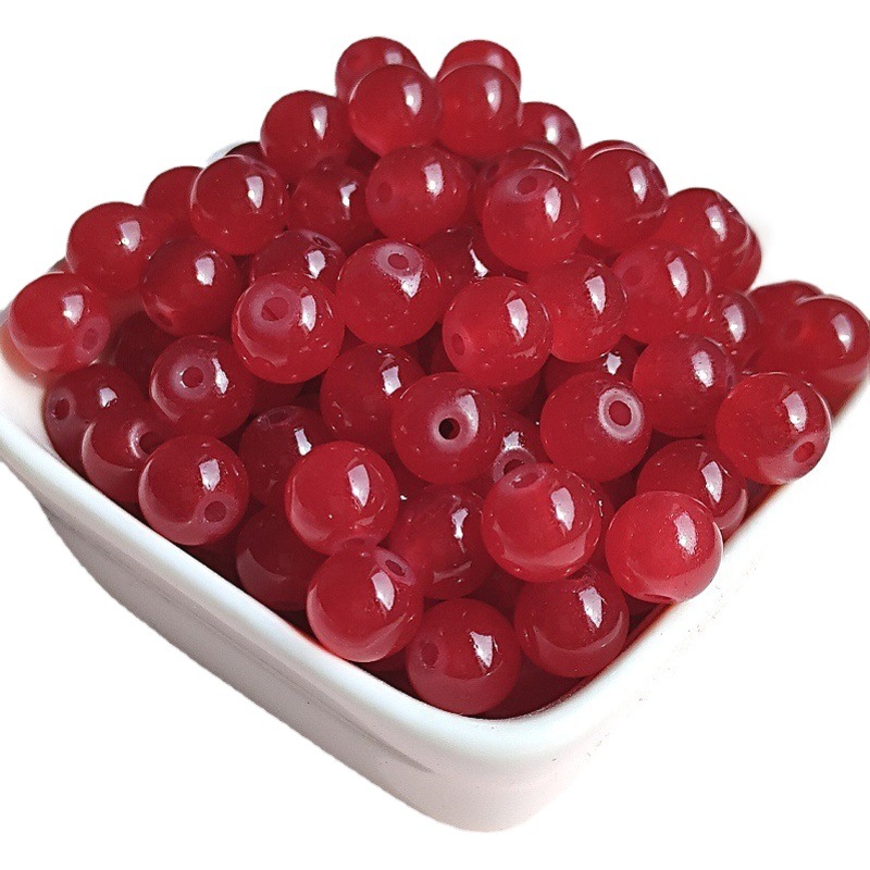 8mm 10mm vidrio imitación cuentas de jade transparente color esmalte cuentas pulsera collar DIY cuentas espaciador material al por mayor