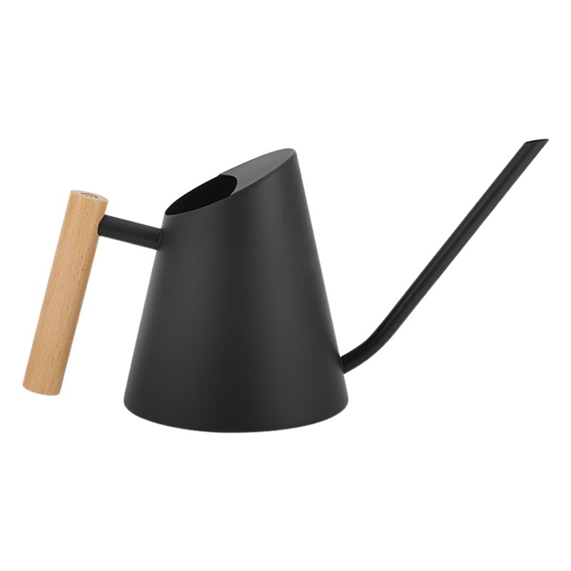 Boca larga hervidor de agua mango de madera de acero inoxidable suculenta riego hervidor negro hogar regadera olla de riego 900ml