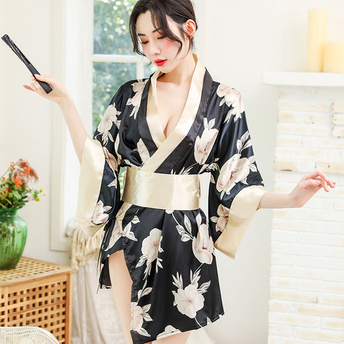 Japanese kimono extremely tempting sexy lingerie role play passion bow strap uniform suit summer