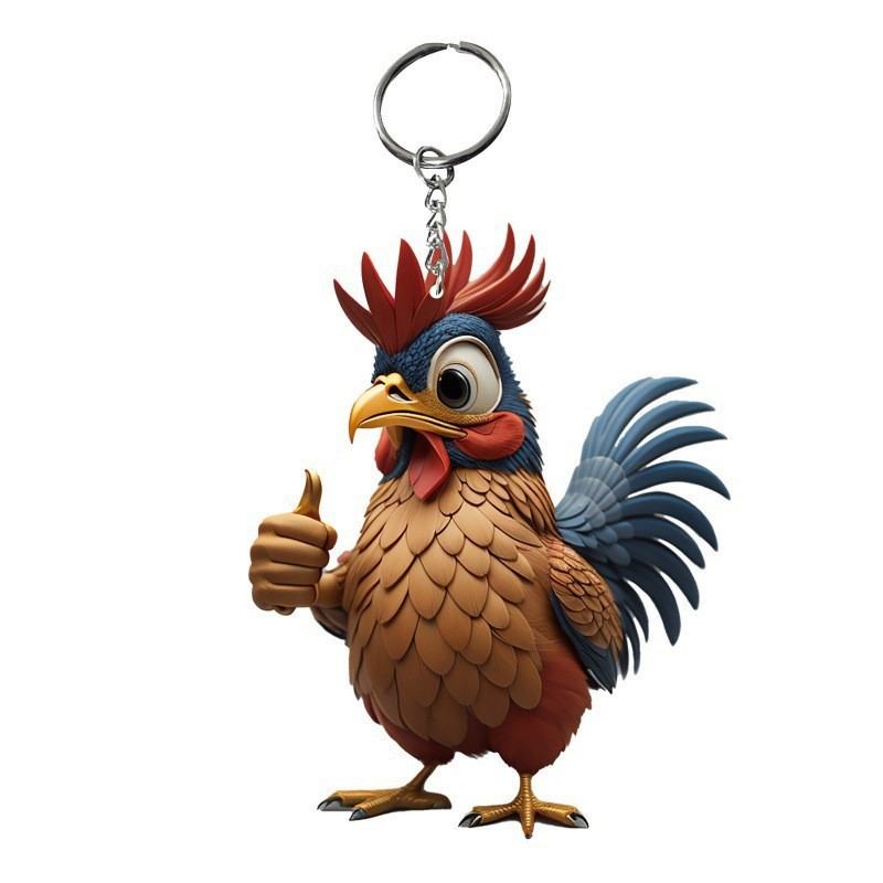 Nuevos productos transfronterizos de dibujos animados de Navidad pollo llavero colgante llavero accesorios mochila llavero regalo de cumpleaños
