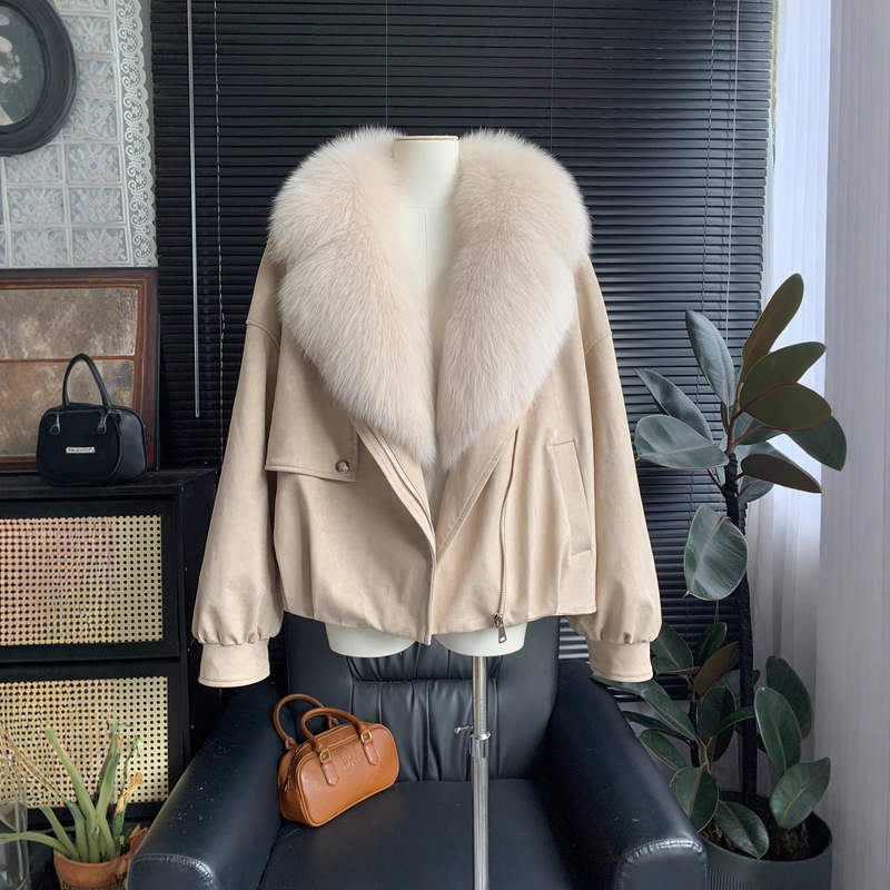 Chuxue Parker New down Jacket Women's Short Fox Fur Collar Jacket 90 White Goose down Parka Winter