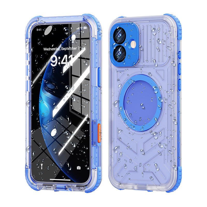 適用アップル16Plus水泳潜水無線充電マグセーフ磁気吸引防水携帯電話ケース全カバー保護カバー|undefined