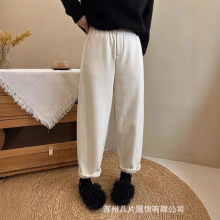 通勤百搭加绒松紧腰小脚裤女 2025秋季新款宽松显瘦保暖哈伦裤