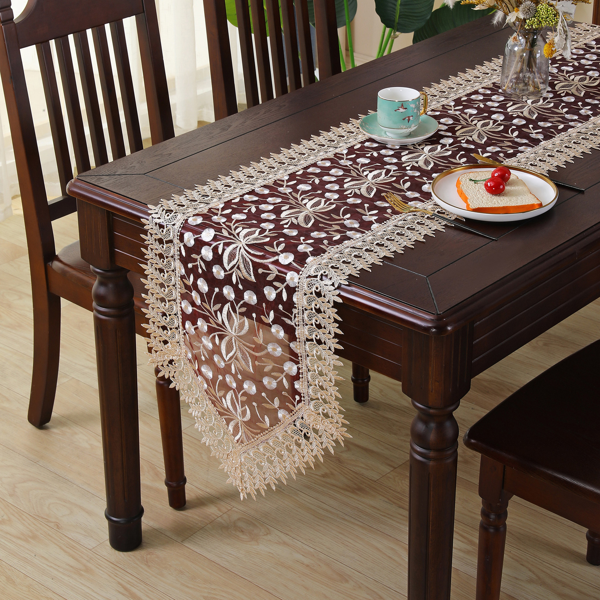 lace table runner embroidered transparent napkin coaster water soluble crochet high density tablecloth high grade table runner_voghion.com