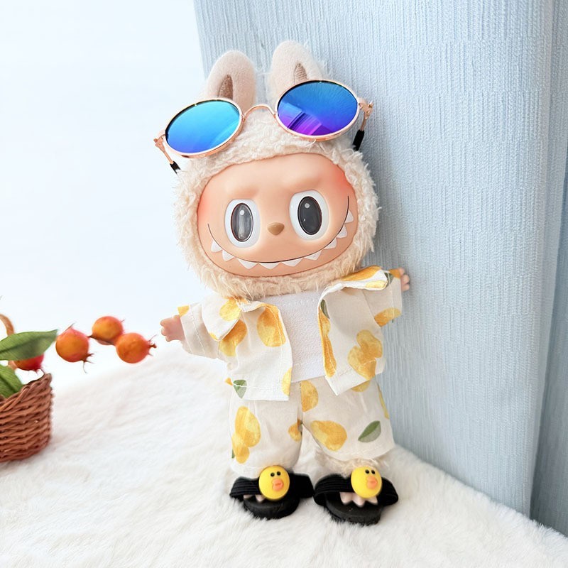 第二世代Labubu子供服ストラップ布服座ってビーチメガネ風セットかわいい服だけ|undefined