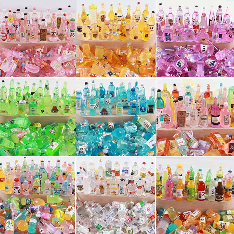 DIY Food Toy Convenience Store Color Material Night Light Accessories Mini Beverage Bottle Miniature Wine Bottle Resin Accessories