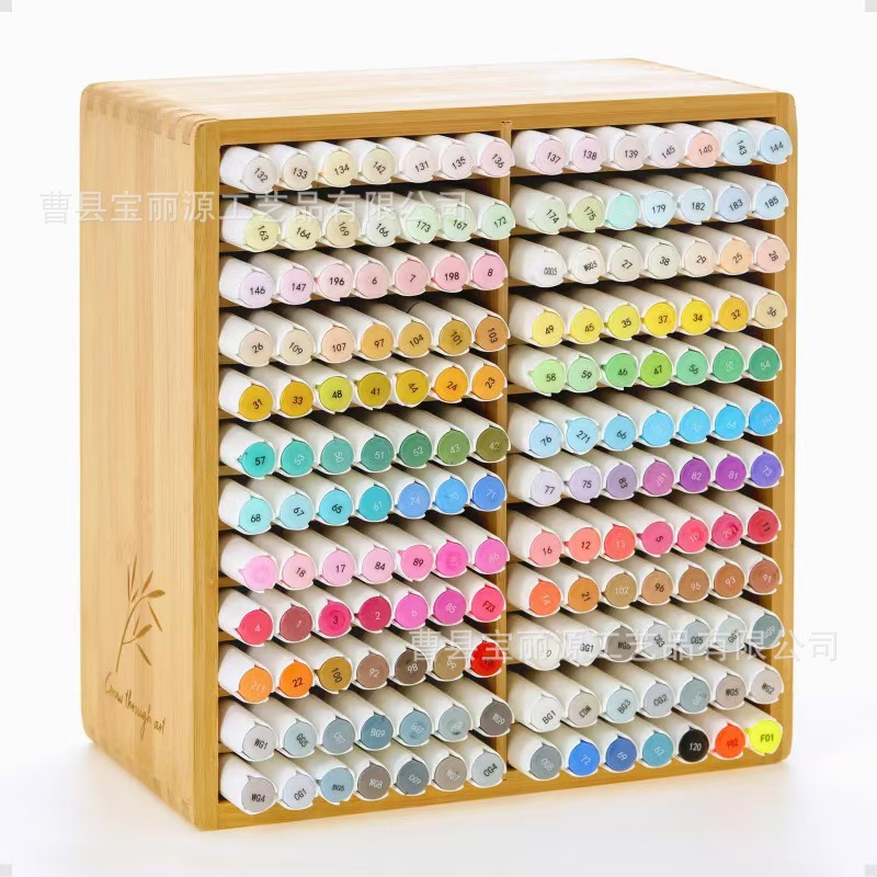 Cross-Border Wooden Children's Marker Pen Storage Box Pen Holder Stationery Storage Box Kindergarten Desktop Brush Storage Rack