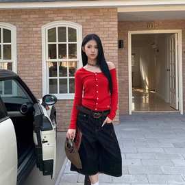 男女夏季格子拼接阔腿牛仔短裤七分裤美式街头休闲2025新款中裤