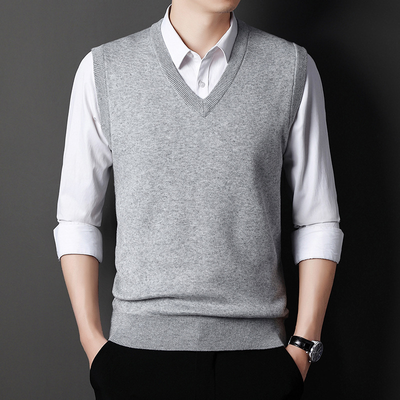 men's demi-season keep warm knitted woolen solid color vest…