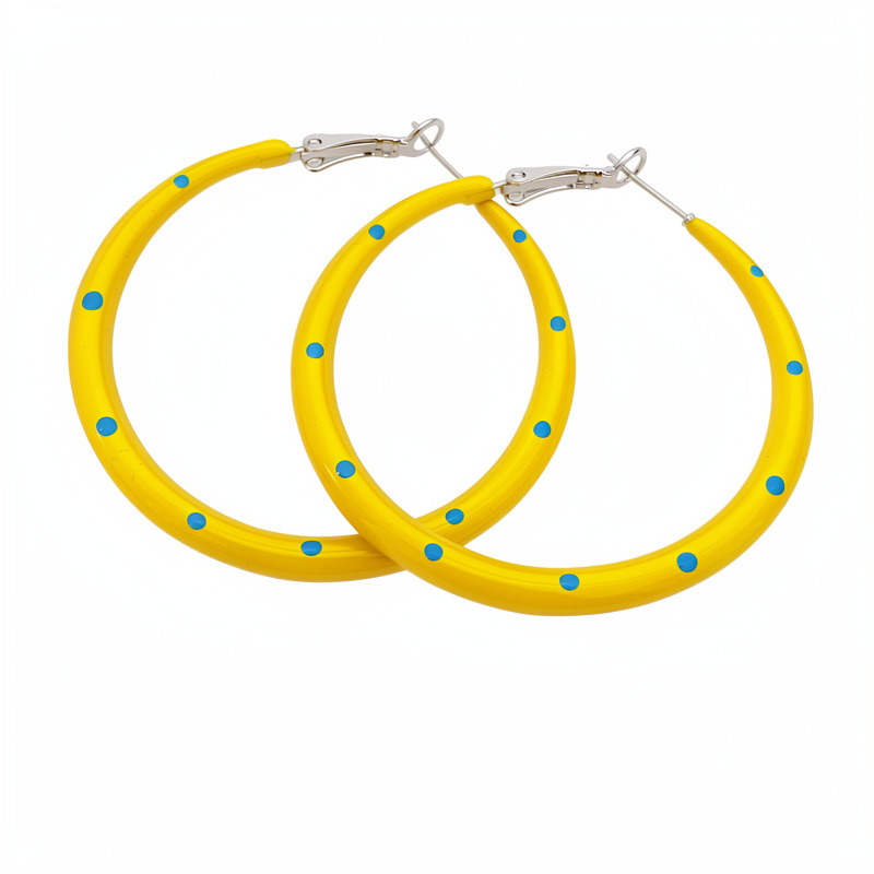 Aguja de plata amarilla goteo de aceite punto de onda aretes redondos simple moda aretes ligeros de lujo alta sensación de aretes al por mayor