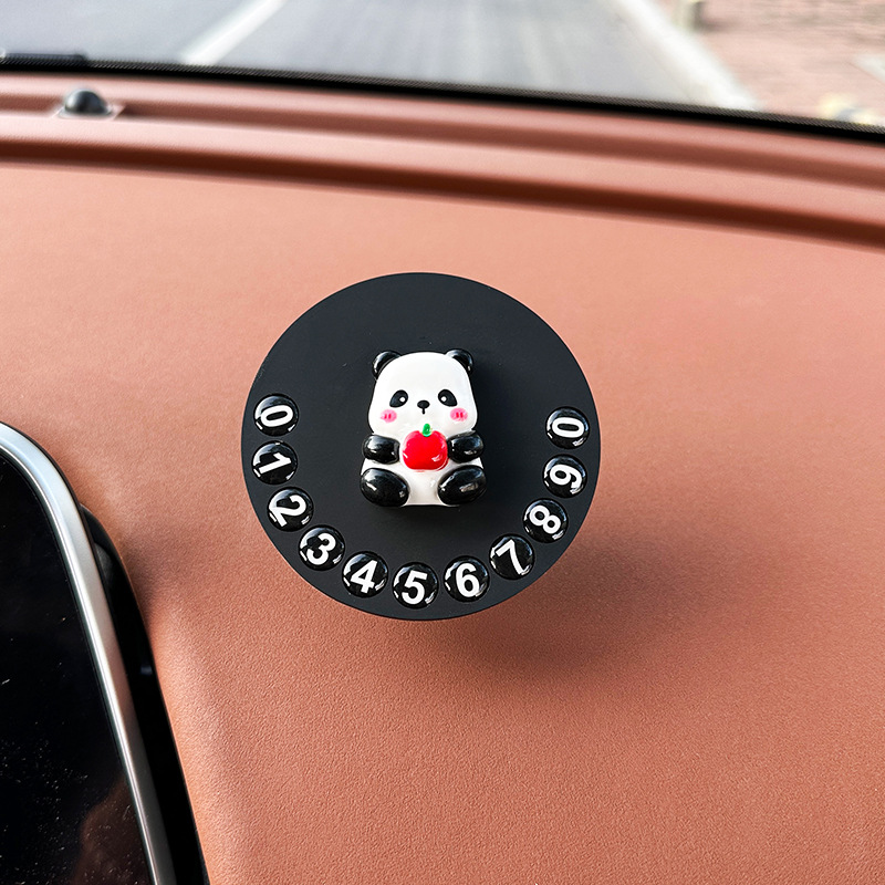 Número de matrícula de estacionamiento temporal del automóvil lindo panda teléfono móvil teléfono móvil placa de matrícula móvil accesorios de automóvil adorno femenino