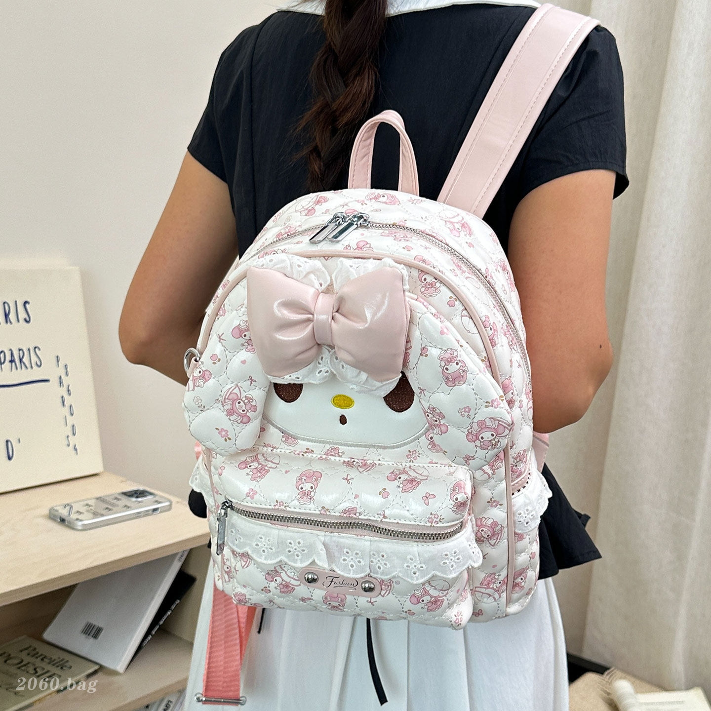 Gran capacidad de hombro 2026 Han Nichong lindas mochila de estudiantes de dibujos animados dulce versátil nueva mujer diaria viaje diario