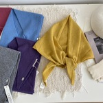 韩国氛围感100%羊毛三角巾女纯色护颈围脖秋冬保暖百搭柔软小围巾