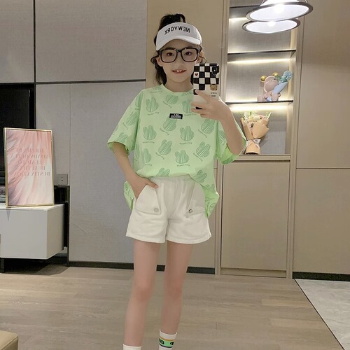 Girls short-sleeved T-shirt summer 2025 new Korean version children's big thin fashionable top children's clothing trendy brand