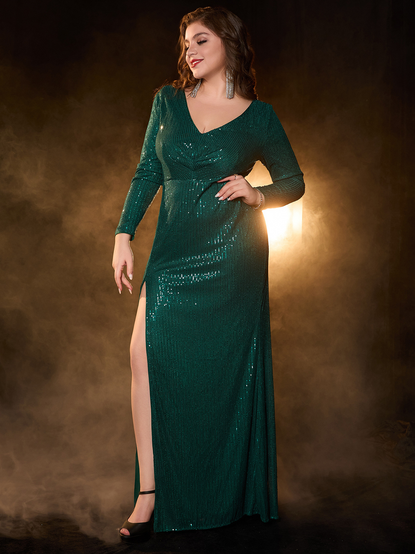 Vestido de talla grande vestido de dama de honor verde caliente vestido de noche elegante de mujer europea y americana 2025 comercio exterior Amazon