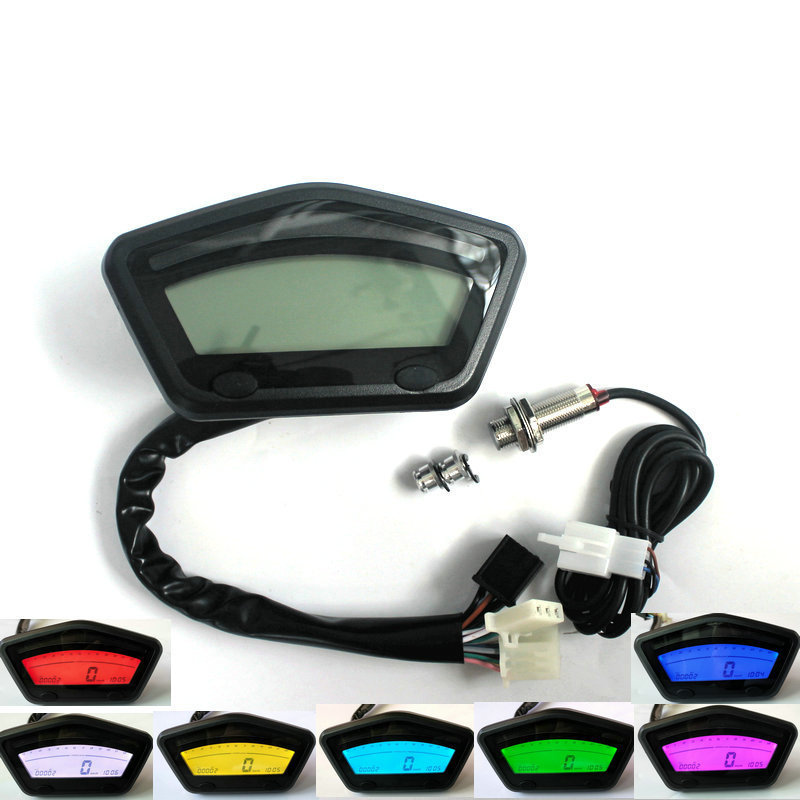 Cross-Border Motorcycle Modified Instrument with Adjustable 7-Color High-Definition Lcd Display, Cross-Ride Speedometer and Odometer