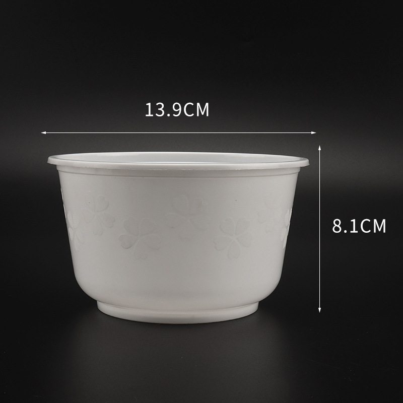 Bowl de sopa de comida desechable, caja de almuerzo de envasado de alimentos, plástico PP tallado, espesado, tazón de aluminio transparente