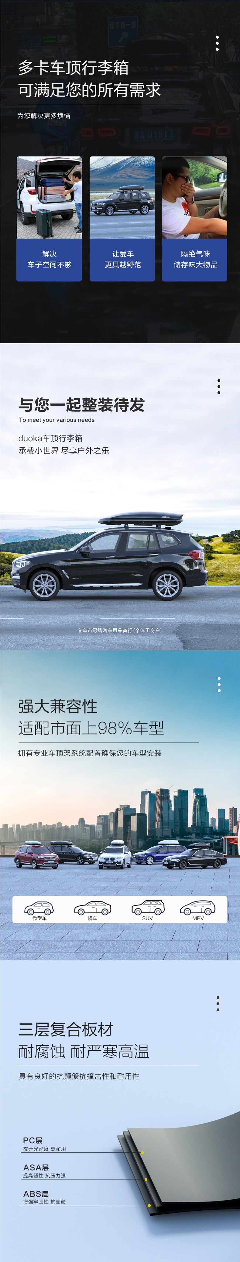 Car roof luggage box, large capacity SUV roof box, universal travel luggage box
