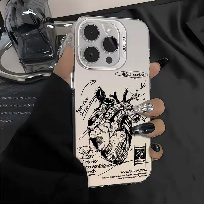 Nuevo corazón de la marca de moda para iPhone 16 funda para teléfono móvil Apple 15promax/14 anti-caída 13pro1 2/11x