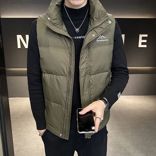 Lightweight Fleece Vest Men's Winter New Warm Down Sleeveless Cardigan Jacket Fashion Casual Versatile Top