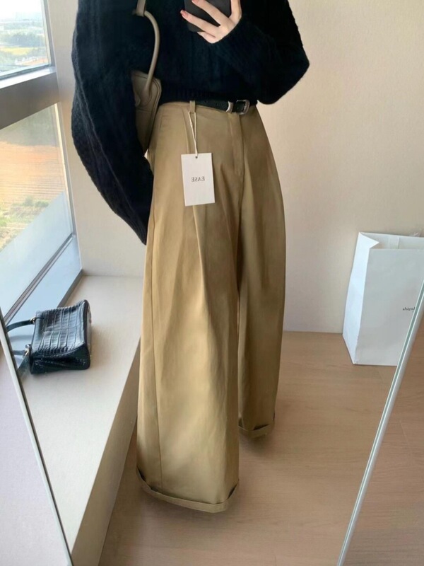一整套ootd穿搭慵懒风气质2025秋季针织毛衣休闲百搭阔腿裤两件套|undefined