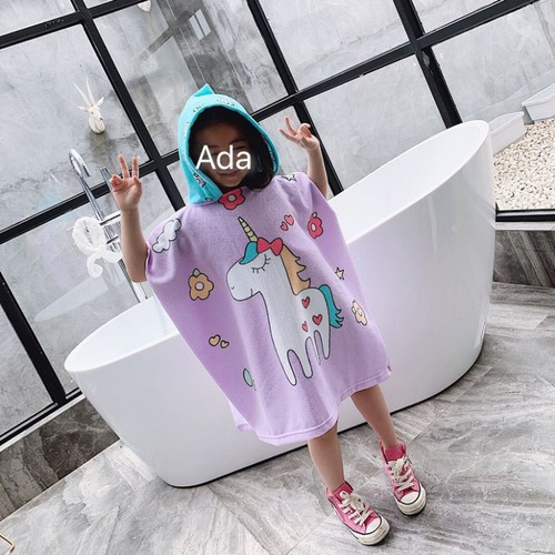 New Style Beach Hooded Towel Robe Cartoon Cape Bath Robe Soft Absorbent Bathroom Towel Cape for Kids to Wear