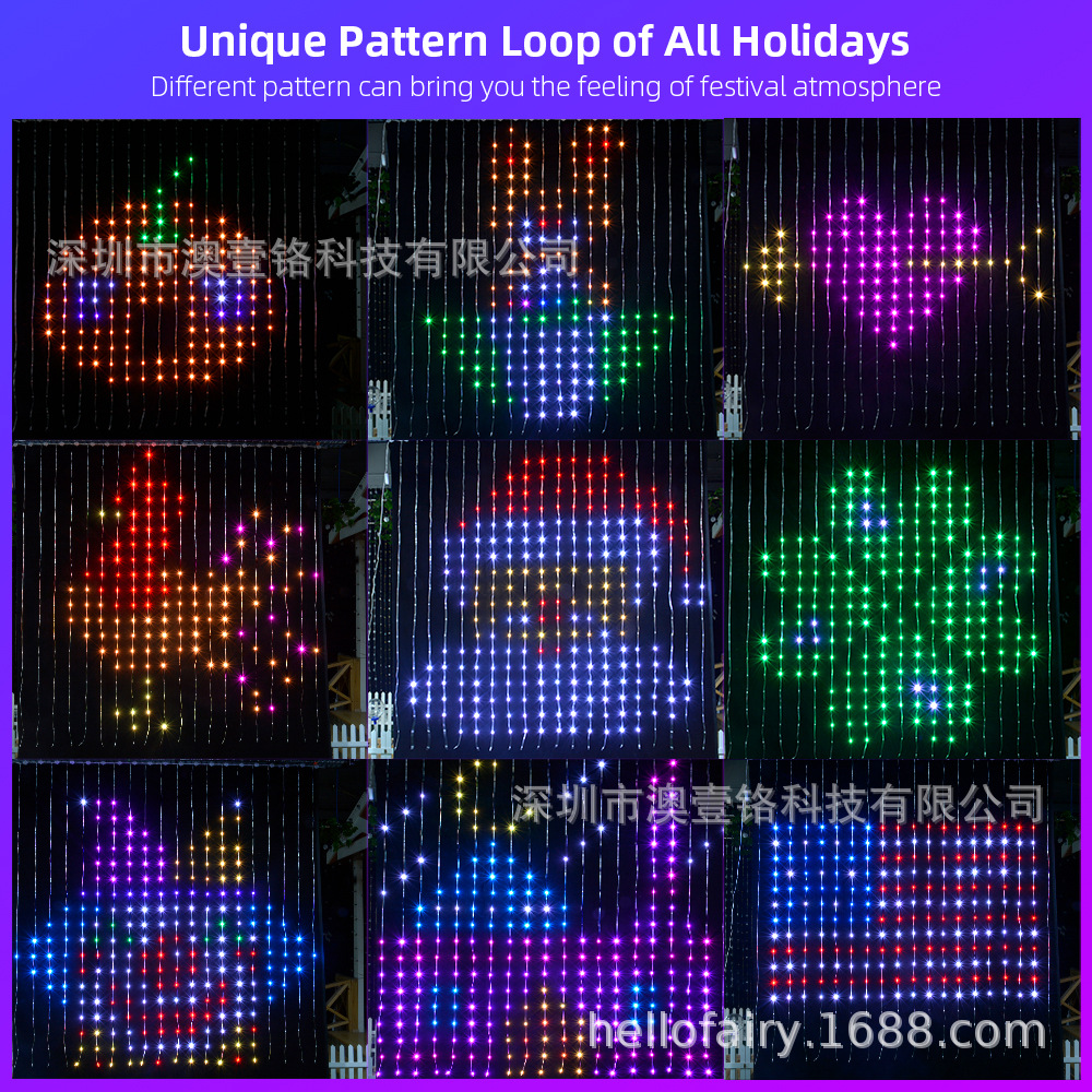HelloFairy 400 luces DIY control electrónico inteligente LED al aire libre fiesta de jardín Navidad decoración de vacaciones luces de cortina