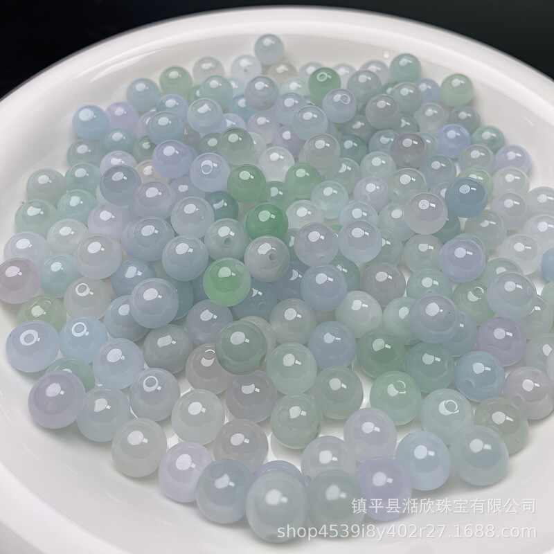 ミャンマー氷種新素材巴山翡翠ルースビーズ翡翠ビーズ翡翠ビーズブレスレットネックレス diy 編み物材料|undefined