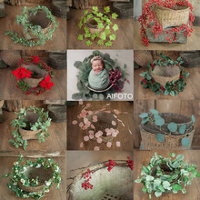 Newborn Photography Prop Simulated Green Plants Basket跨境专