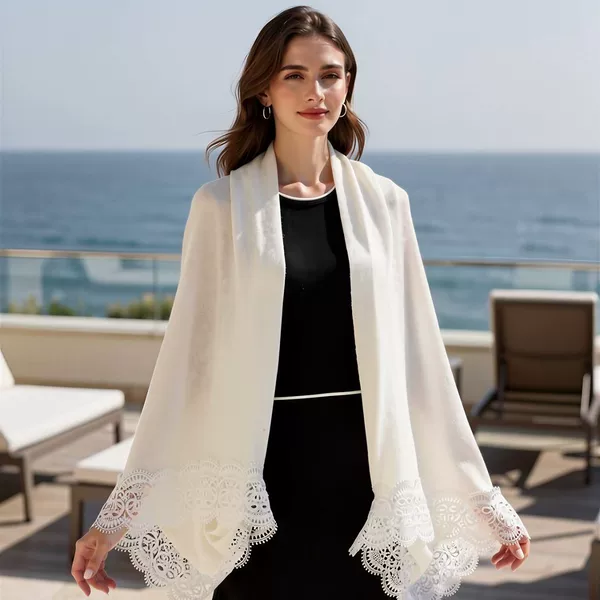 Lace-Trimmed Wool and Arctic Velvet Knit Shawl, Warm Cheongsam Outerwear, Fashionable Cape Cardigan