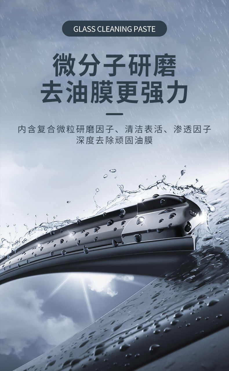 Heavy Oil Film Abrasive Agent, Car Glass Oil Film Remover, Powerful Stain Remover for Front and Rear View Mirrors, Car Window Cleaner