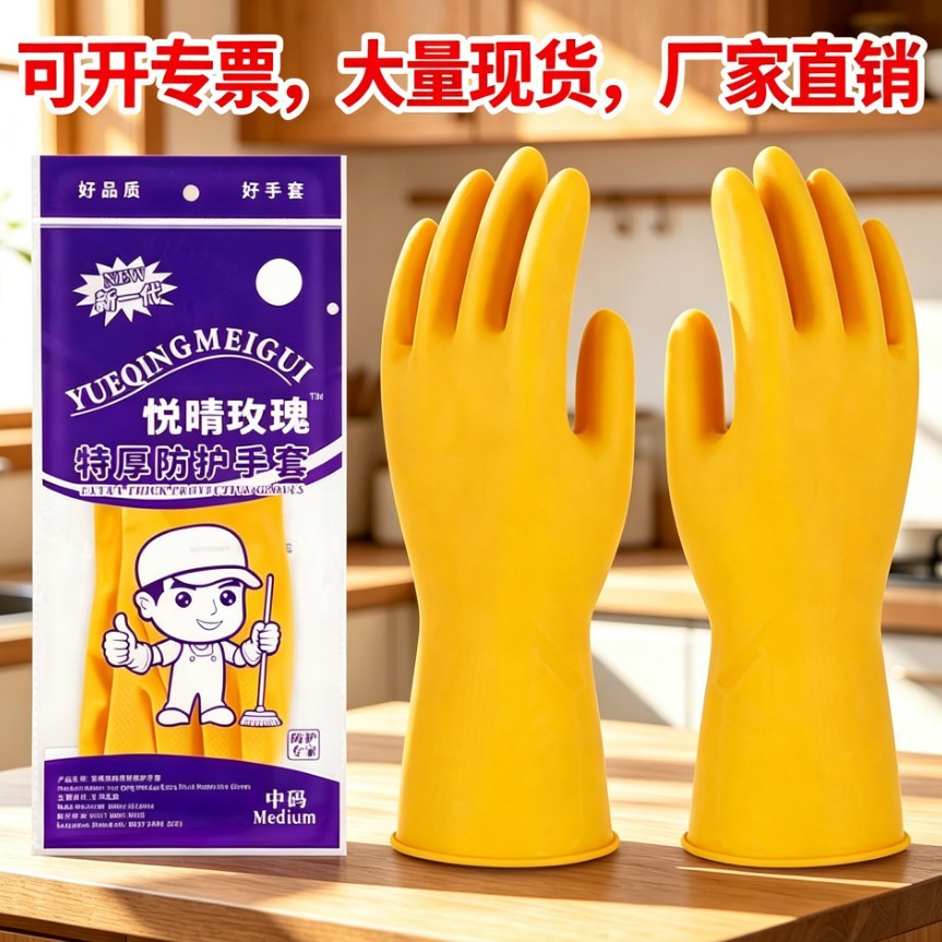 Nanyang Rose 두꺼운 고무 장갑 라텍스 식기 세척 장갑 고무 가사 내마모성 세탁 장갑 여성용