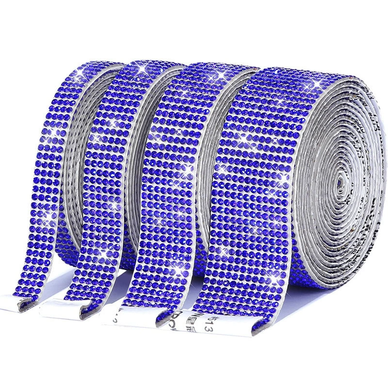 Self-Adhesive Rhinestone Strip, Custom DIY Diamond Sticker, 2–15 rows, Multiple Colors