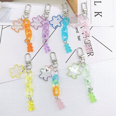 New Acrylic Keychain Candy Color Bear Charm Car Keychain Holder Women's Bag Charm