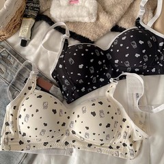 新しいタイプの少女のかわいいプリントの下着の女性の快適な無鋼の輪の小さい胸は学生の通気性のブラジャーに集まっています。