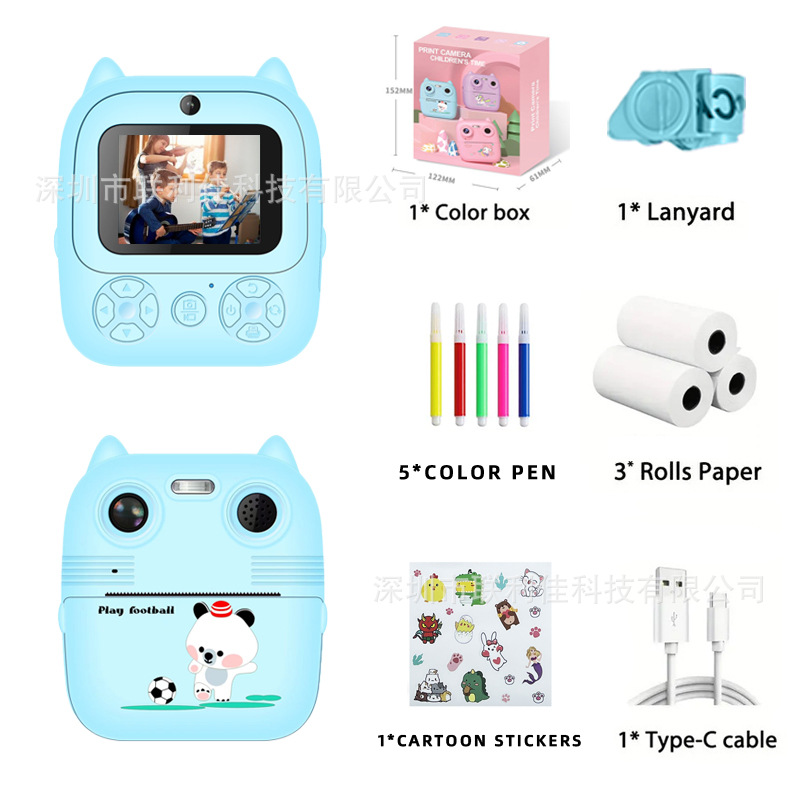 FUENTE fabricante nuevos niños Polaroid Cámara HD Foto Video impresión Cámara juguete entrega transfronteriza