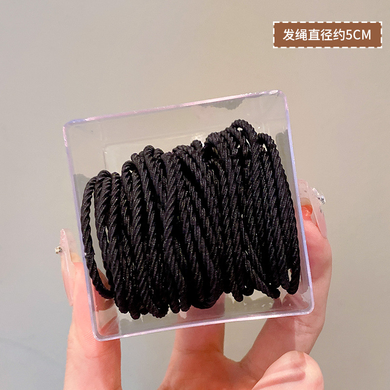 50 piezas en caja ~ banda de goma corbata de pelo femenino cuerda de cuero alta elástica durable pequeña cubierta de cuero Internet celebridad temperamento simple cuerda de pelo