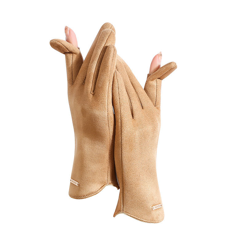 스웨이드 스몰 골드 라벨 여성 카키