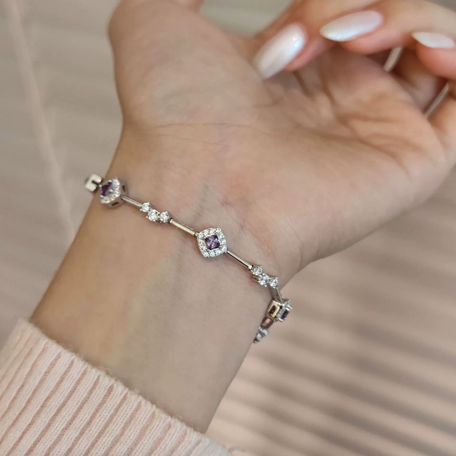 批发紫夜星空手链S925银镀金镶钻重工小众轻奢高级感精致时尚手饰