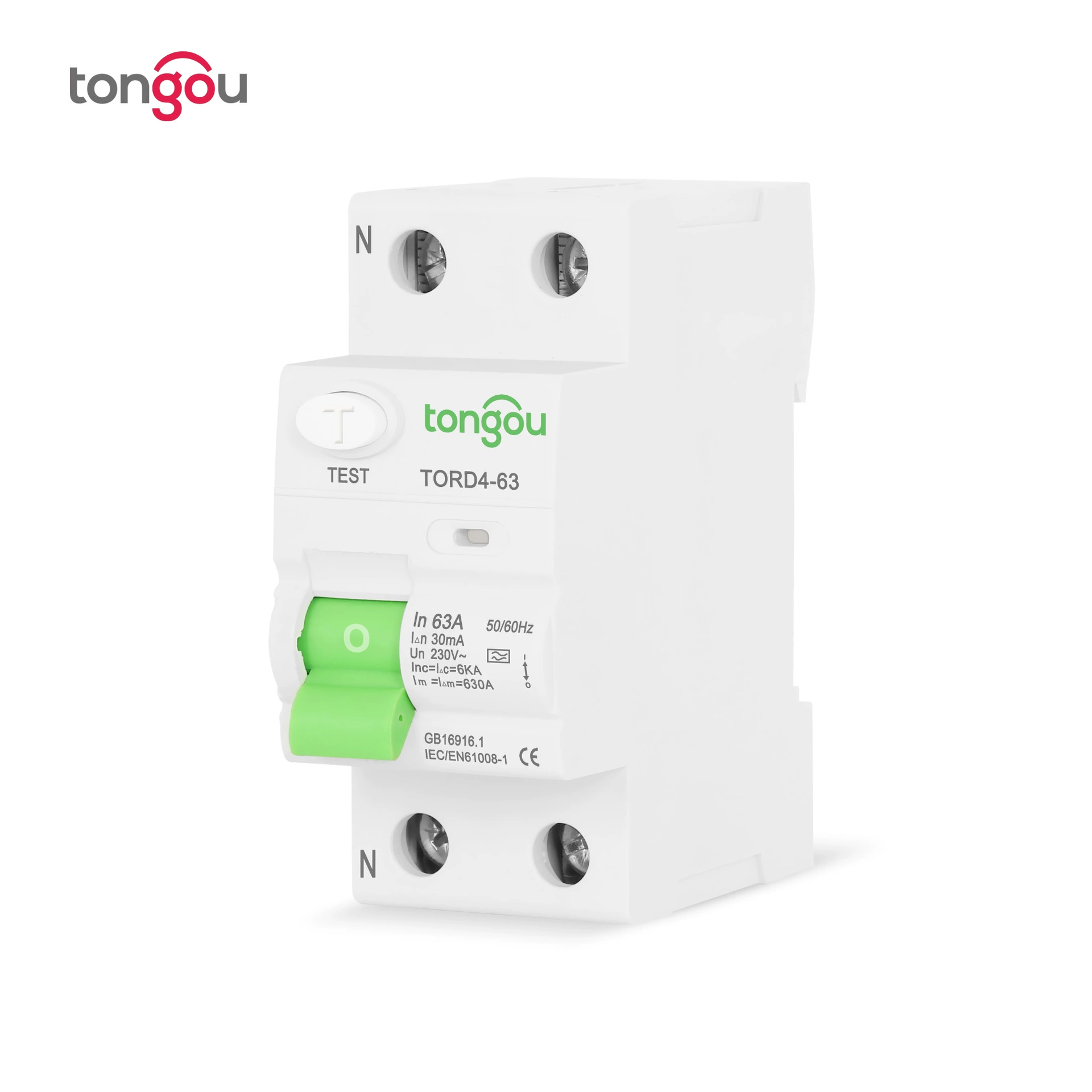 Тип A Автоматический выключатель утечки 2P63A Переключатель защиты от утечки RCD Остаточный токовый выключатель RCCB трансграничный