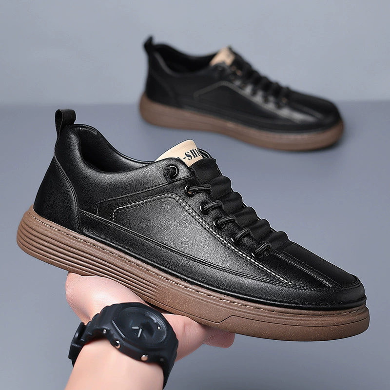 2024 весна и осень новая мягкая кожаная мужская обувь трансграничная мягкая подошва дикая повседневная повседневная кожаная обувь для мужчин оптом