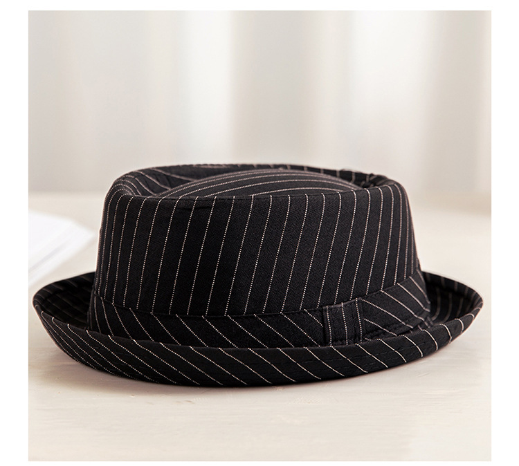 Men's Retro Stripe Crimping Fedora Hat display picture 1