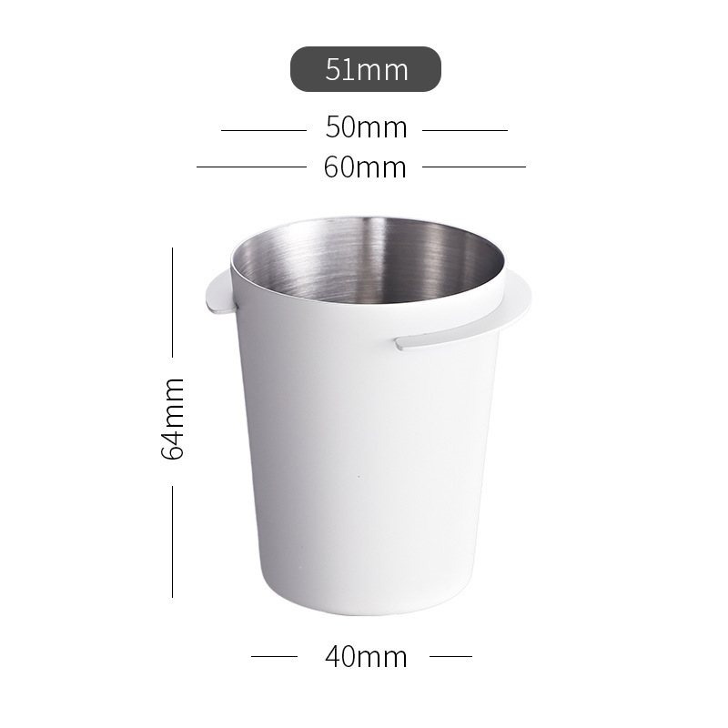 304 acero inoxidable taza de polvo espesar accesorios de cafetera italiana mango de polvo taza de olor EK43 molino de frijoles